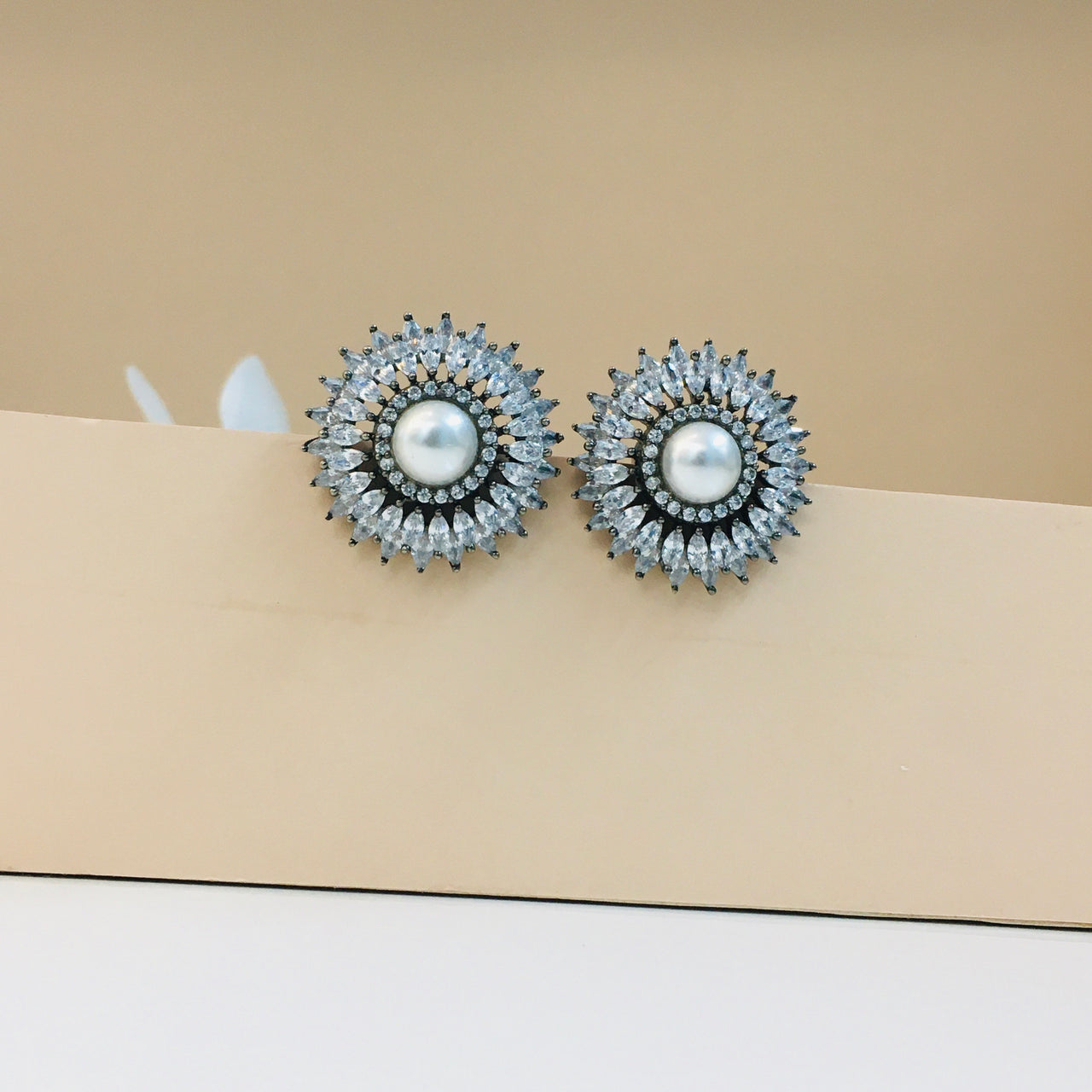 Traditional Silver Plated Oxidized jhumka jhumki White pearls Earrings |  eBay